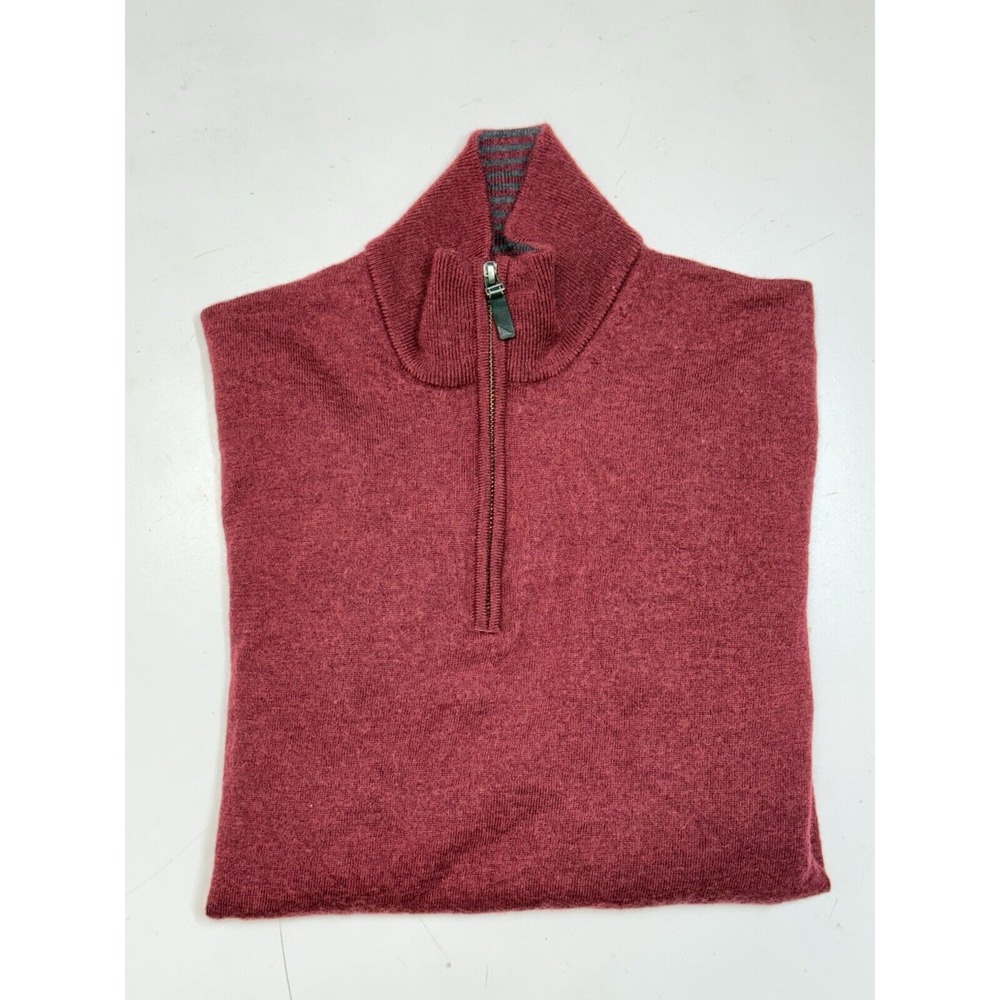 UNTUCKIit 1/4 Zip Pullover Sweater Mens Large Red Merino Wool‎ Mock Neck Preppy